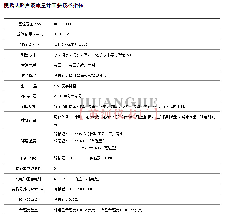 便攜式超聲波流量計